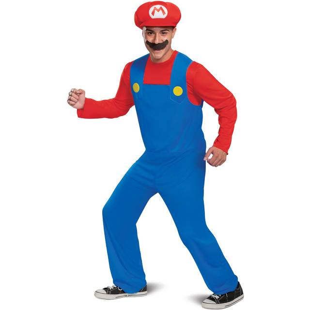 Super Mario Classic Mario Costume For Adults - Blue&#47;Red&#47;Yellow (M)