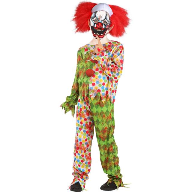 Creepy Masked Clown Kid's Costume - Green&#47;Red&#47;White (XL)