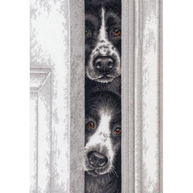 "Dimensions Counted Cross Stitch Kit 10""X14""-Peeking Pups (14 Count) -70-35400"