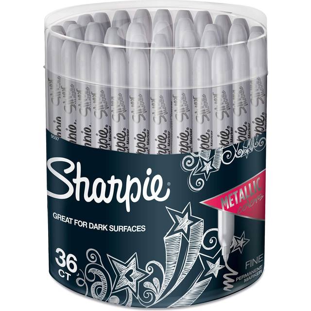 SHARPIE Metallic Permanent Markers  Fine Point  Silver  36 Pack