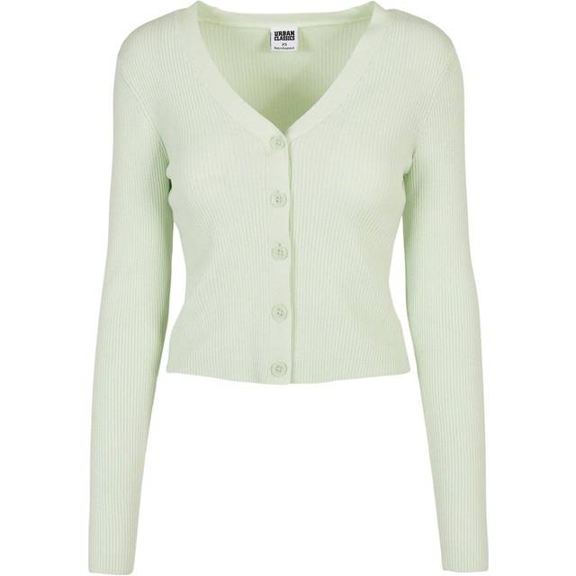 Urban Classics Dam dam kort ribbstickad kofta tröja, Lightmint, L
