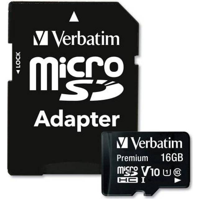 Verbatim MicroSDHC Memory Card Class 10 16GB With Adaptor 44082