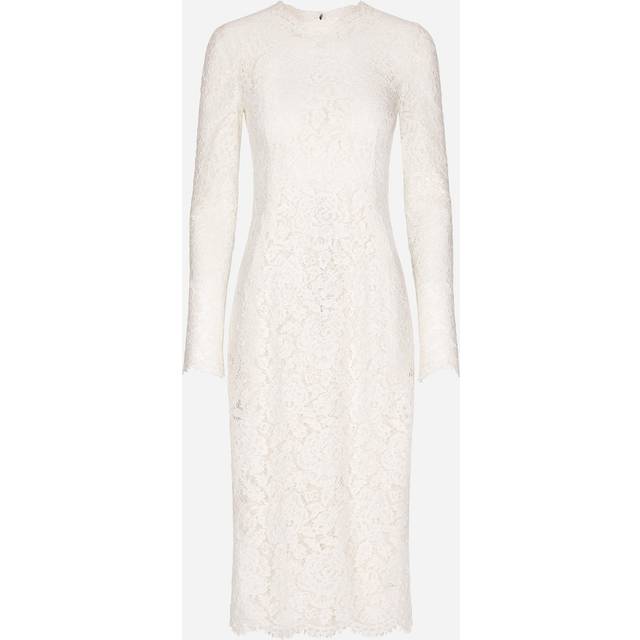 Lace Long Sleeve Midi Dress - White (46)