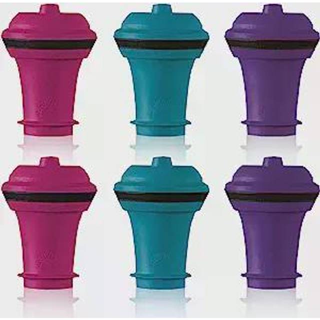 Vacu Vin 886060 Wine Stoppers Blister  Pink  Purple & Blue  Pack of 6