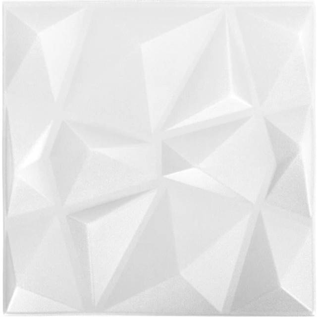 vidaXL 3D Väggpaneler 12 st 50x50 cm diamant vit 3 m²