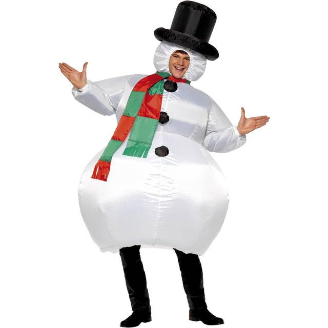 Smiffy's Adult Unisex Inflatable Snowman Costume, Bodysuit, Hat, Scarf And Self -  costume inflatable snowman christmas fancy dress outfit adult