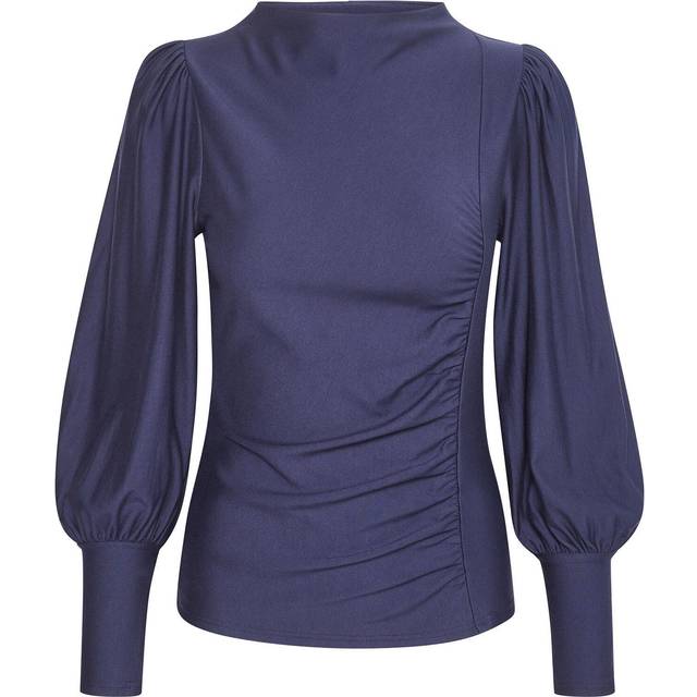 Gestuz, Blouses, female, Blue, XS, Puff Blouse with Long Puff Sleeves