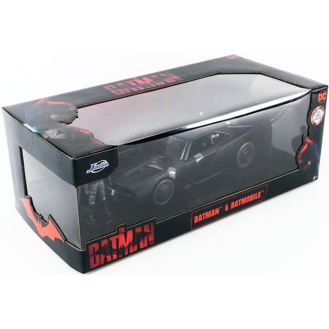 Batmobile Matt Black with Batman Diecast Figure &#34;The Batman&#34; (2022) Movie &#34;DC Comics&#34; 1/24 Diecast Model Car by Jada