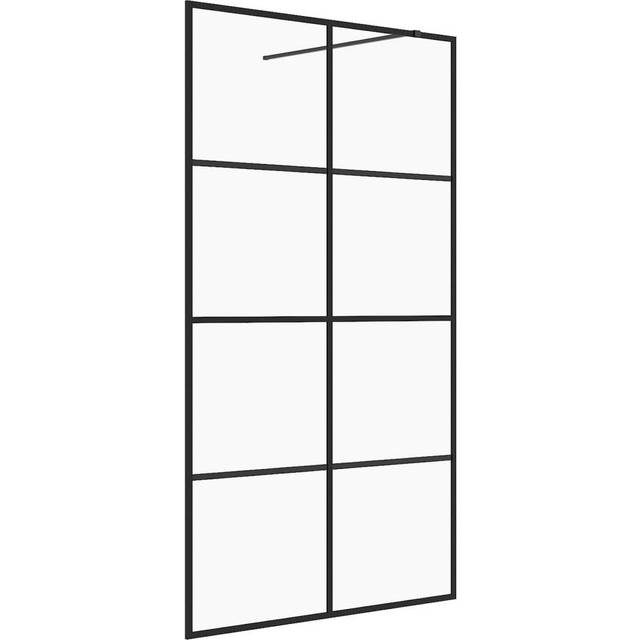 vidaXL Walk-in Shower Wall with Clear ESG Glass 100x195 cm Black