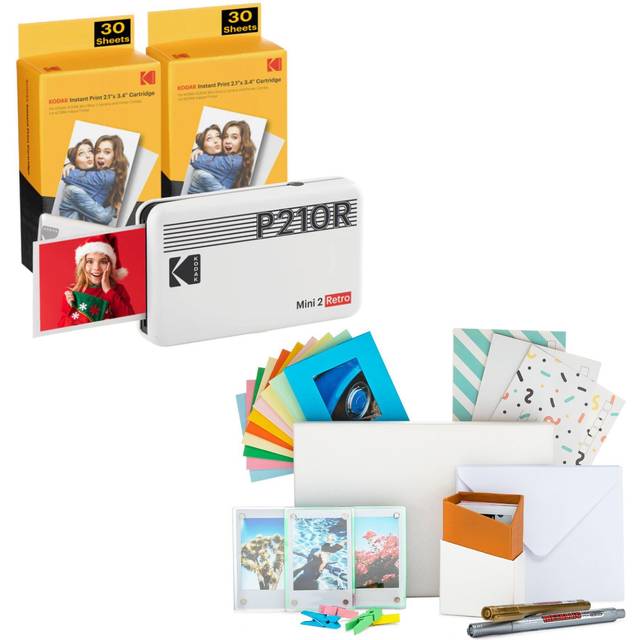 Kodak mini 2 retro 4pass portable photo printer drucker + 68 blatt, white