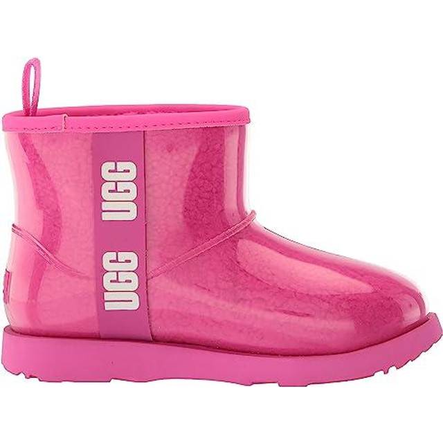 UGG Classic Clear Mini II Large LOGO Fleece Lined Big Boys Pink Red 1112386K-RCR