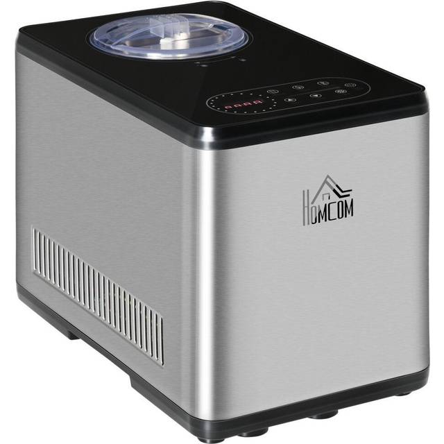 HOMCOM Ice Cream Maker 1.5L Stainless Steel Silver