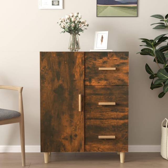 vidaXL Sideboard Smoked Oak 69.5x34x90 cm Engineered Wood - Brown