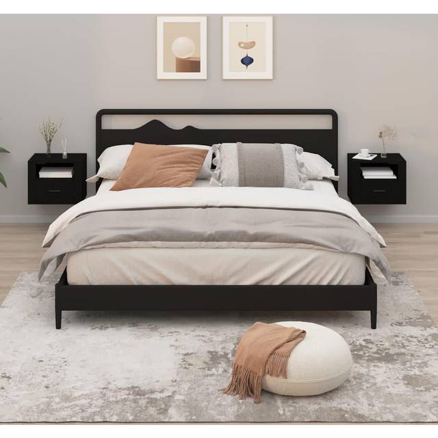 vidaXL Wall-mounted Bedside Cabinets 2 pcs Black 50x36x40 cm