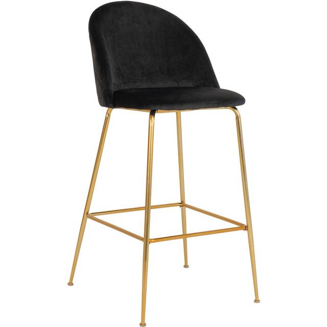 Lausanne barstol, velour, sort/messing
