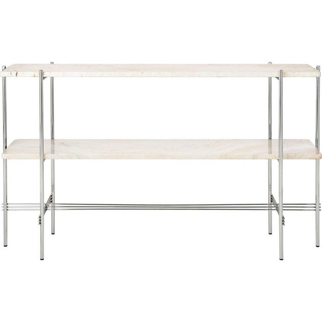 GUBI TS Console avlastningsbord 120x30x72 cm Neutral white travertine-stål - Beige