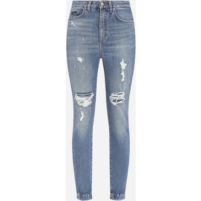 Dolce & Gabbana, Skinny Jeans, female, Blue, S, Audrey Denim Stretch Jeans with Rips
