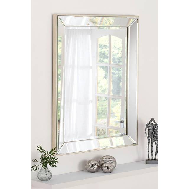 Yearn Champagne Trim Large Bevelled Mirror 102 x 74cm - Silver