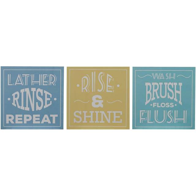 Premier Housewares Bathroom Wall Plaques Set of 3 - Multi - 20 x 1 x 20cm