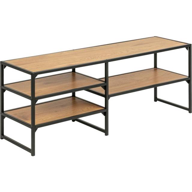 Indoor Furniture Group Seaford Black Metal Open Tv Unit With 3 Oak Shelves, Black