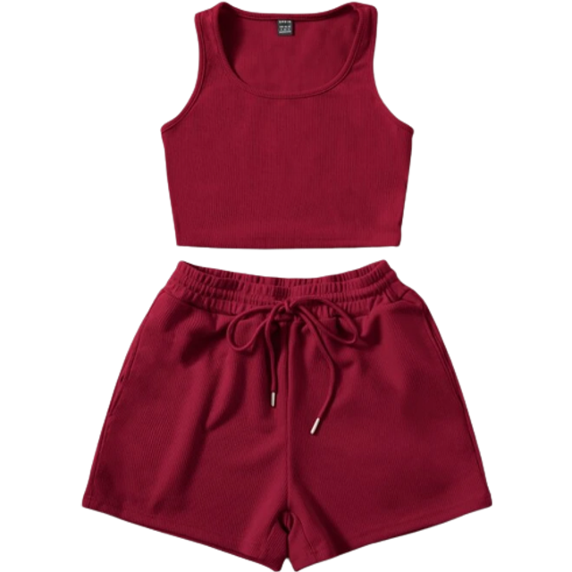 SHEIN Scoop Neck Tank Top and Track Shorts