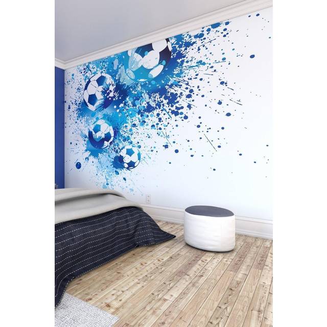 Origin Murals Football Splashblue 3.5M X 2.8M Wall Mural, Blue