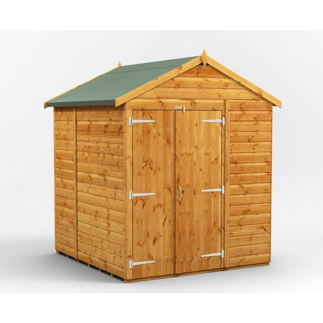 Power Apex 6' x 6' Windowless Double Door Garden Shed, Brown