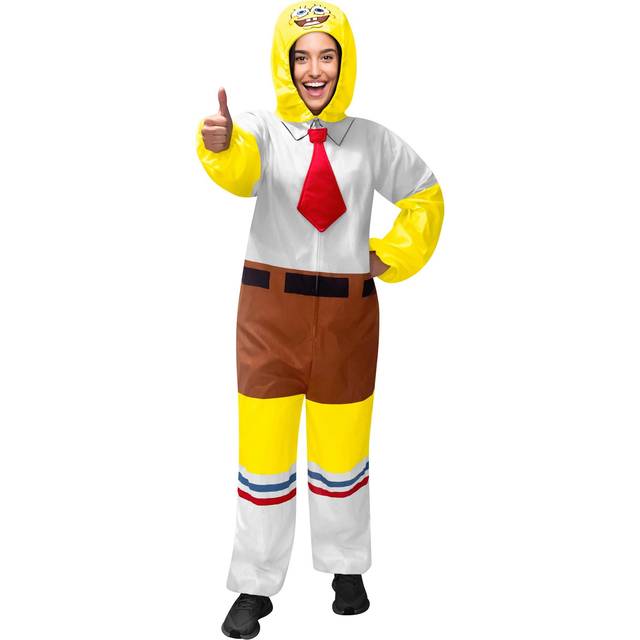 SpongeBob SquarePants Adult Union Suit/Onesie - Yellow&#47;White (S/M)