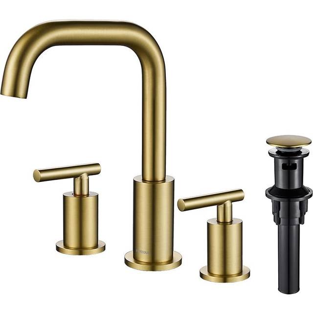 "FORIOUS Brushed Gold Bathroom Faucet 3 Hole,2 Handle Gold Faucet for Bathroom Sink with Pop-up Drain Assembly, 3 Piece Gold Bathroom Sink Faucet, 8"""