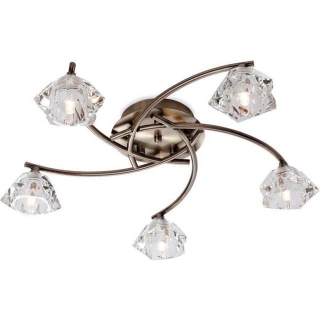 Firstlight Clara Contemporary Style 5-Light Flush Ceiling Light in Antique Brass and Clear Glass
