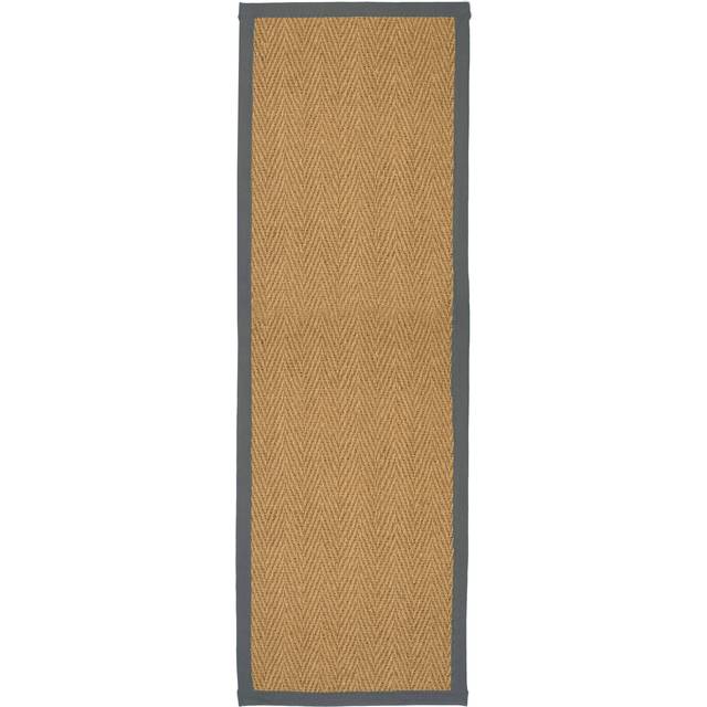 William Armes Coir Herringbone Runner with border 180x60cm Grey, Grey