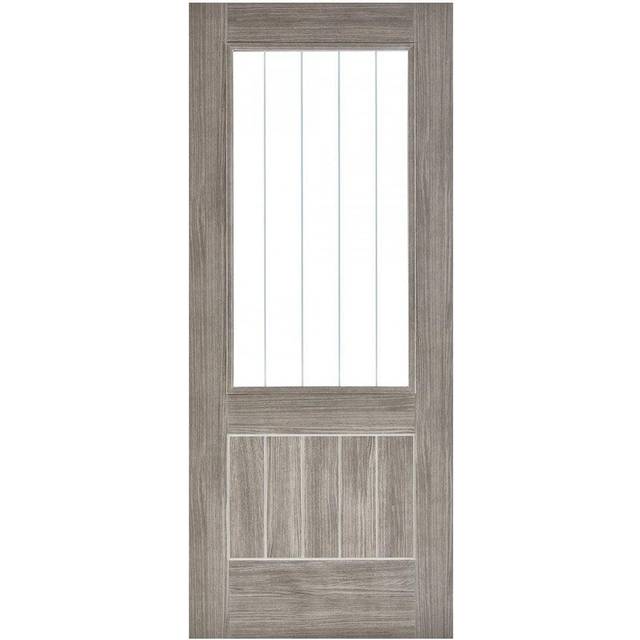 LPD Light Grey Laminate Mexicano Glazed Prefinished Internal Door (Size: 1981 x 762mm, Thickness: 35mm)