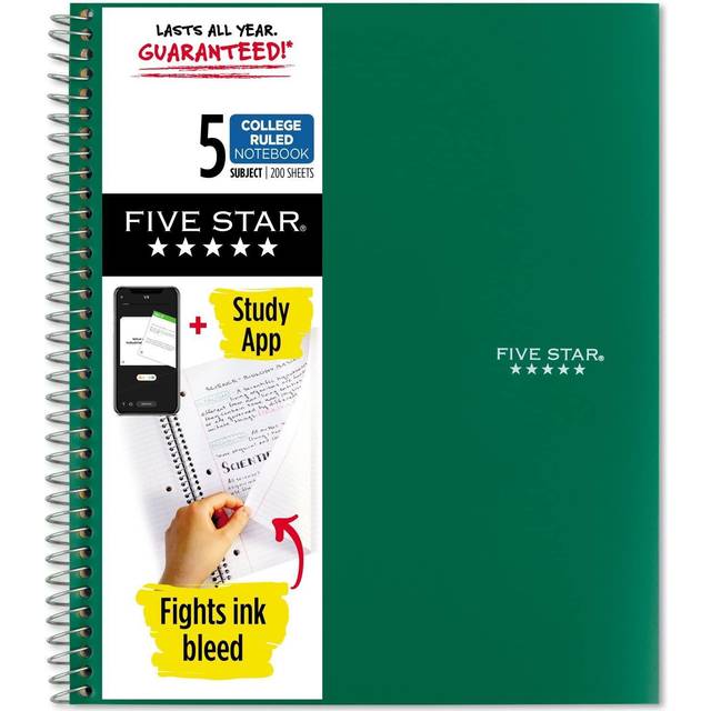 Five Star MEA72079 8.5 x 11.5 in. Wirebound College Ruled Notebook - 5 Subject, Green
