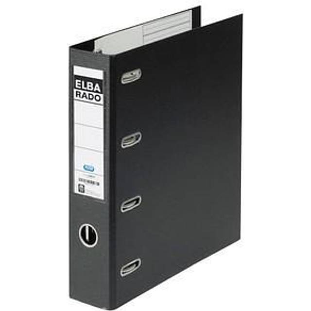 ELBA dubbelmapp rado plast DIN A4 2 x A5 quer 7,5 cm bred bankmapp svart med bakskylt