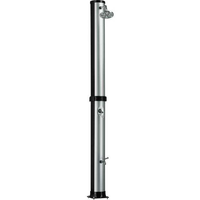 TecTake 801018 Soldusch | Bärbar utomhus campingdusch för trädgård med 38 liters kapacitet och regnduschhuvud (svart och silver)