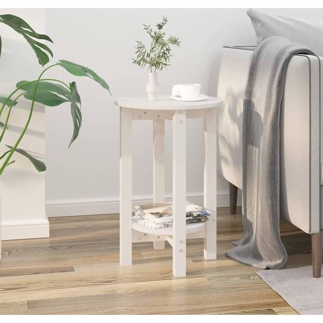 vidaXL Coffee Table White Ø 40x60 cm Solid Wood Pine
