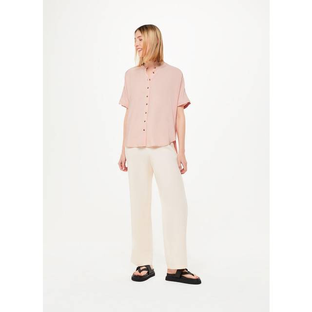 Whistles Womens Pink Maisie Shirred-sleeve Lenzing&#8482; Viscose-blend Blouse 6 - PINK