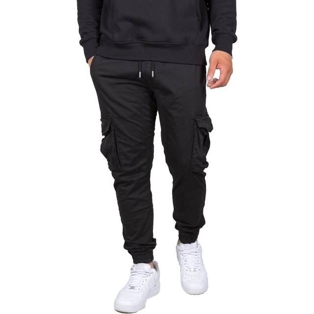 Alpha Industries fritidsbyxor i bomullstwill för män Black