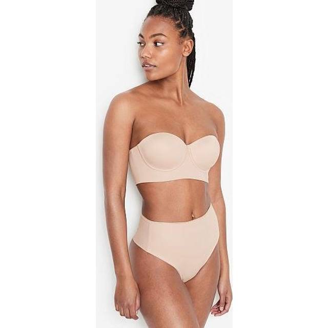 Leonisa Strapless Underwire Full Coverage Longline Bra - Back Smoothing Bras for Women Beige