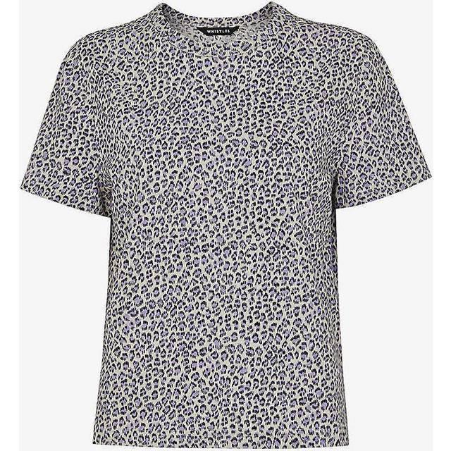 Whistles Womens Beige/black Dashed Leopard-print Organic-cotton T-shirt S - Beige/Black