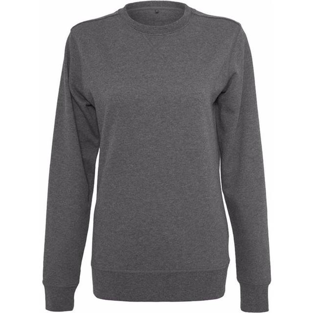 (XS, Charcoal) Build Your Brand Womens/Ladies Plain Light Crewneck Sweater