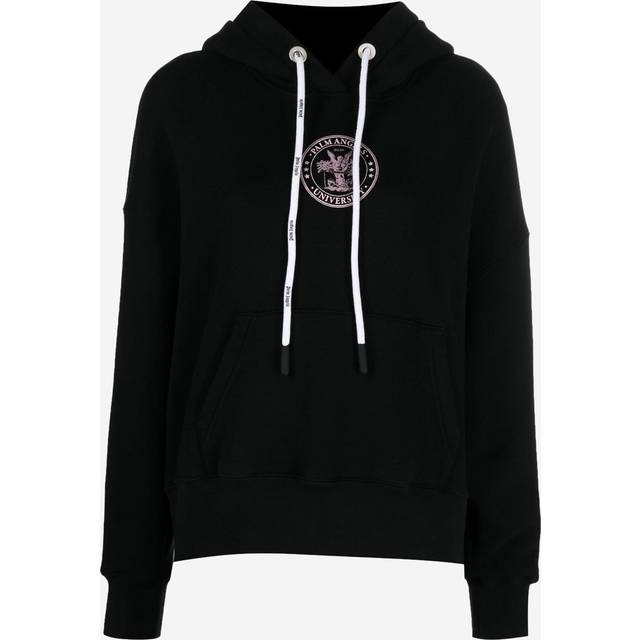 Palm Angels - College logo-print hoodie - women - Cotton - S - Black