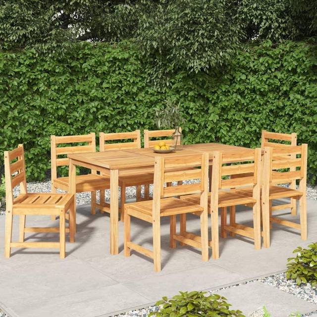 9 Piece Garden Dining Set Solid Wood Teak Vidaxl
