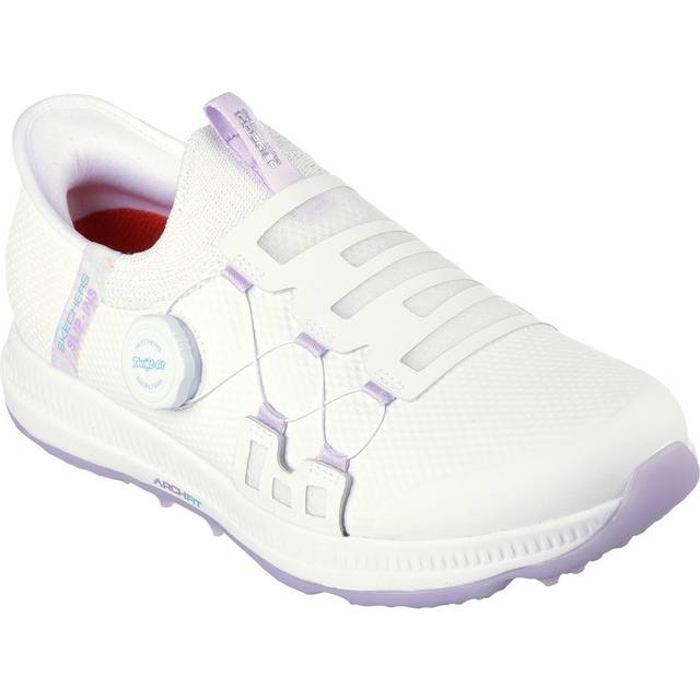 Skechers Ladies Go Golf Elite 5 Slip-In Twist Fit Waterproof Spikeless Shoes - White/Lavender White/Lavender / 3.5