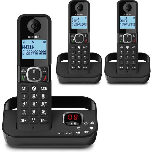 ALCATEL F860 Voice TAM ATL1425239 Cordless Phone - Triple Handsets, Black, Black