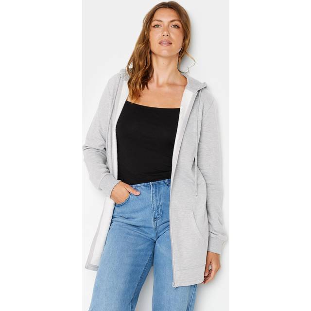 Lts Tall Grey Marl Cotton Longline Hoodie 18 Lts | Tall Women's Hoodies & Sweatshirts