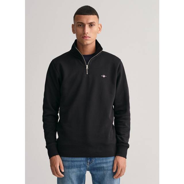GANT Mens Black Shield Half Zip Sweatshirt - XX-Large