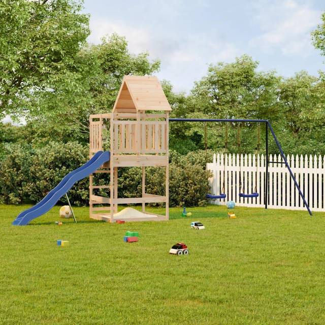 (solid pinewood) vidaXL Outdoor Playset Playhouse Play Tower Playground Set Solid Wood Pine