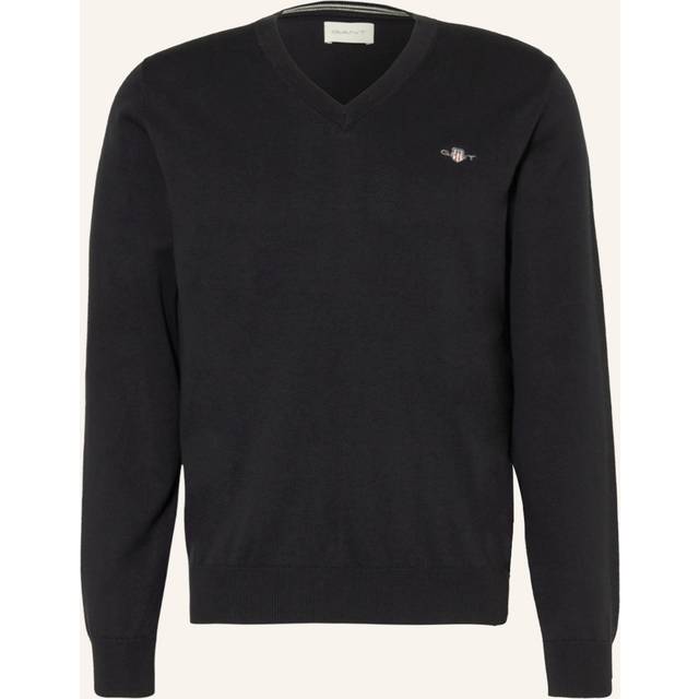 Gant Mens Classic Cotton V-Neck Jumper - Black - Size 3XL