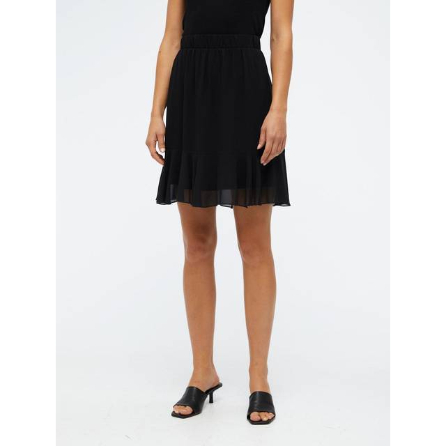 Jupe courte noire à volants taille élastique Femme OBJECT 34 svart